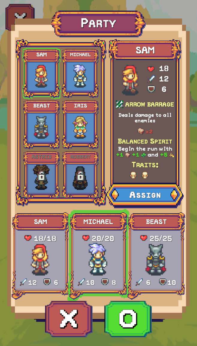 Character selection screen