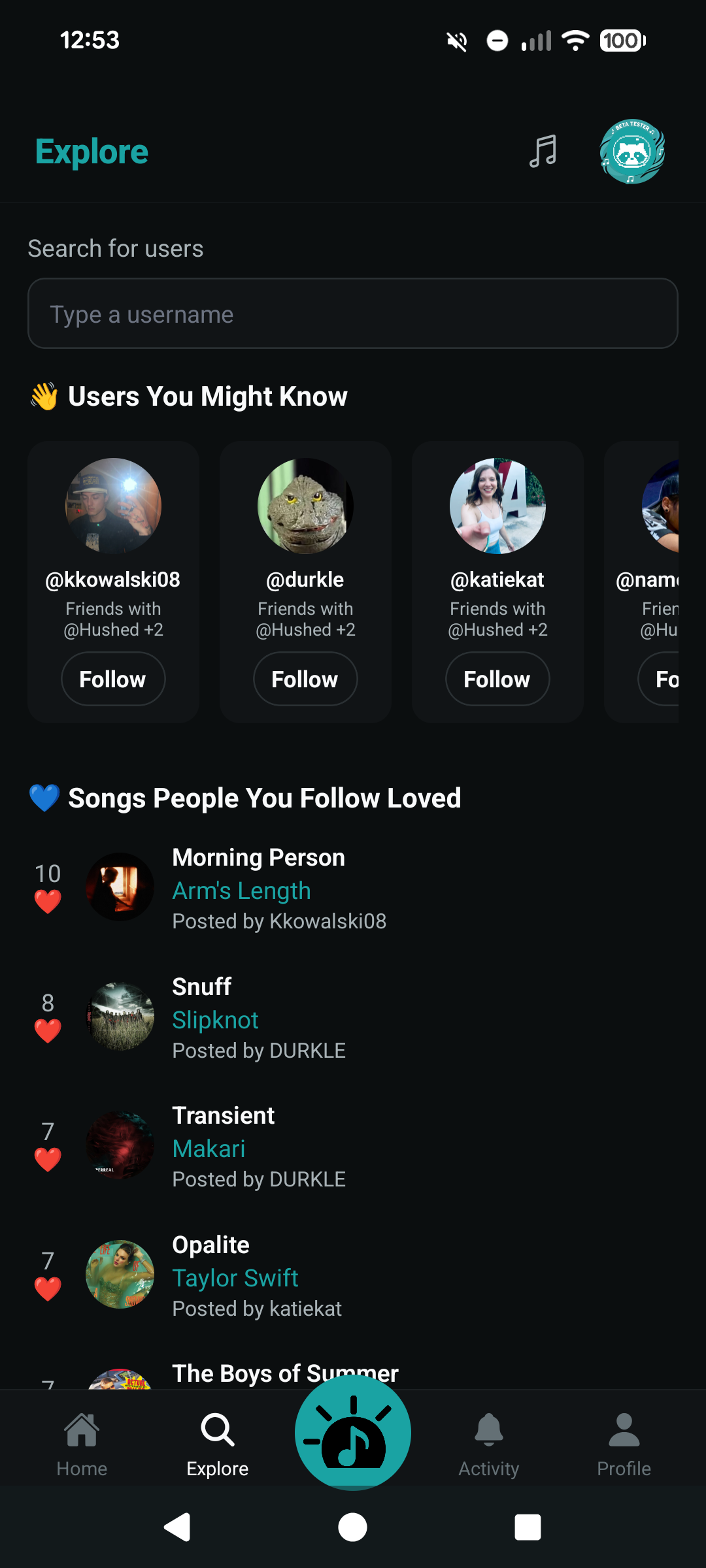 Song of the Day explore screen